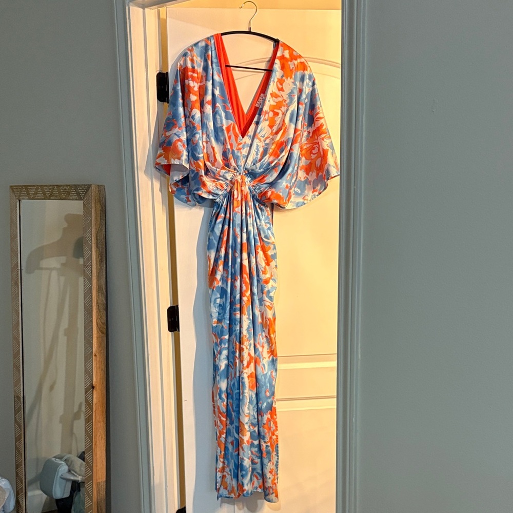 TCEC Vibrant Orange and Blue Patterned Fabric- MATERNITY